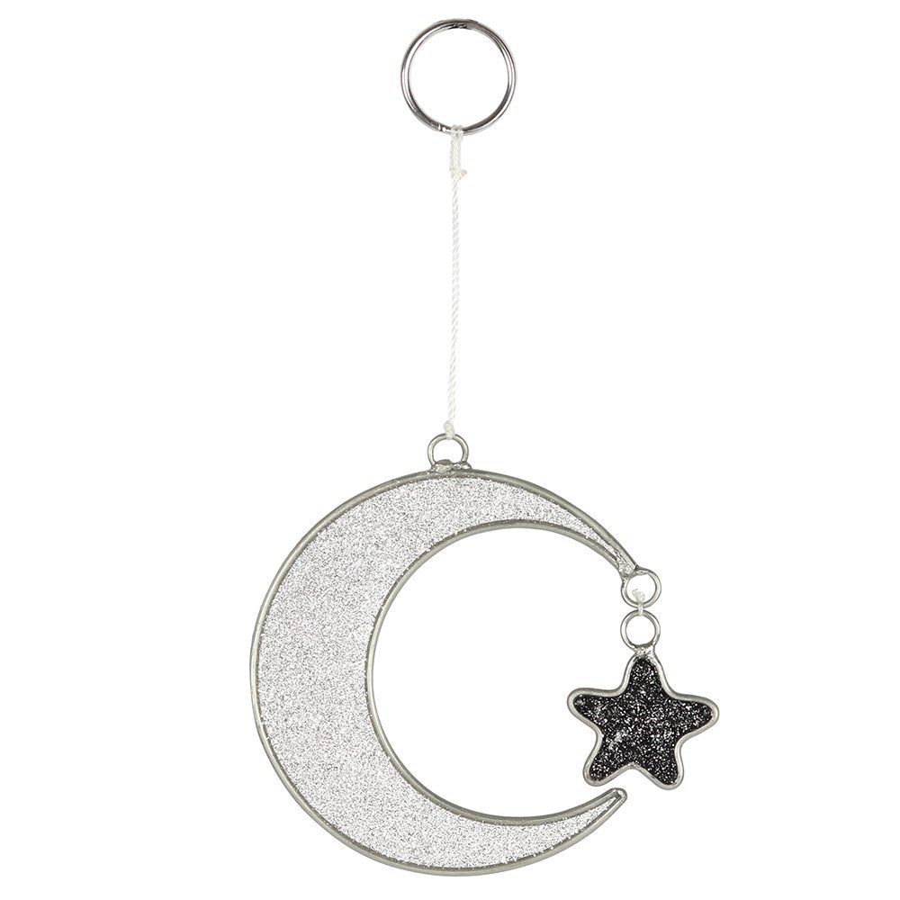 Mystical Crescent Moon and Star Suncatcher Garden Decor - Gothic & Alternative Gift - Haunted