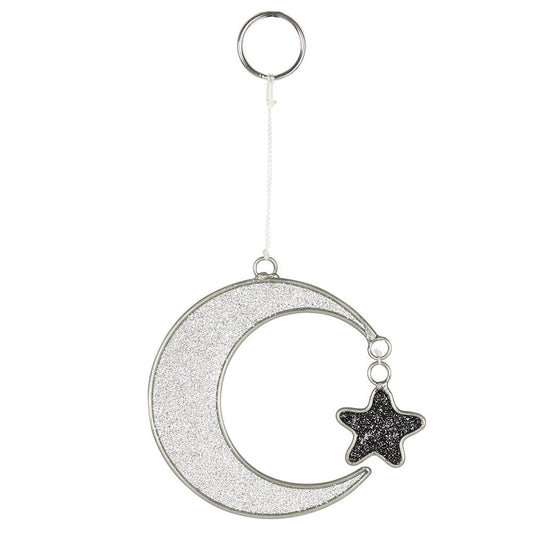 Mystical Crescent Moon and Star Suncatcher Garden Decor - Gothic & Alternative Gift - Haunted