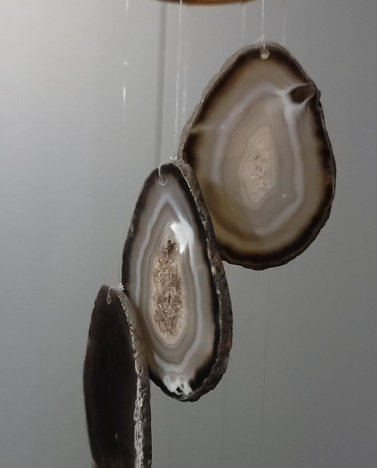 Natural Agate slice wind-chime Crystals - Gothic & Alternative Gift - Haunted