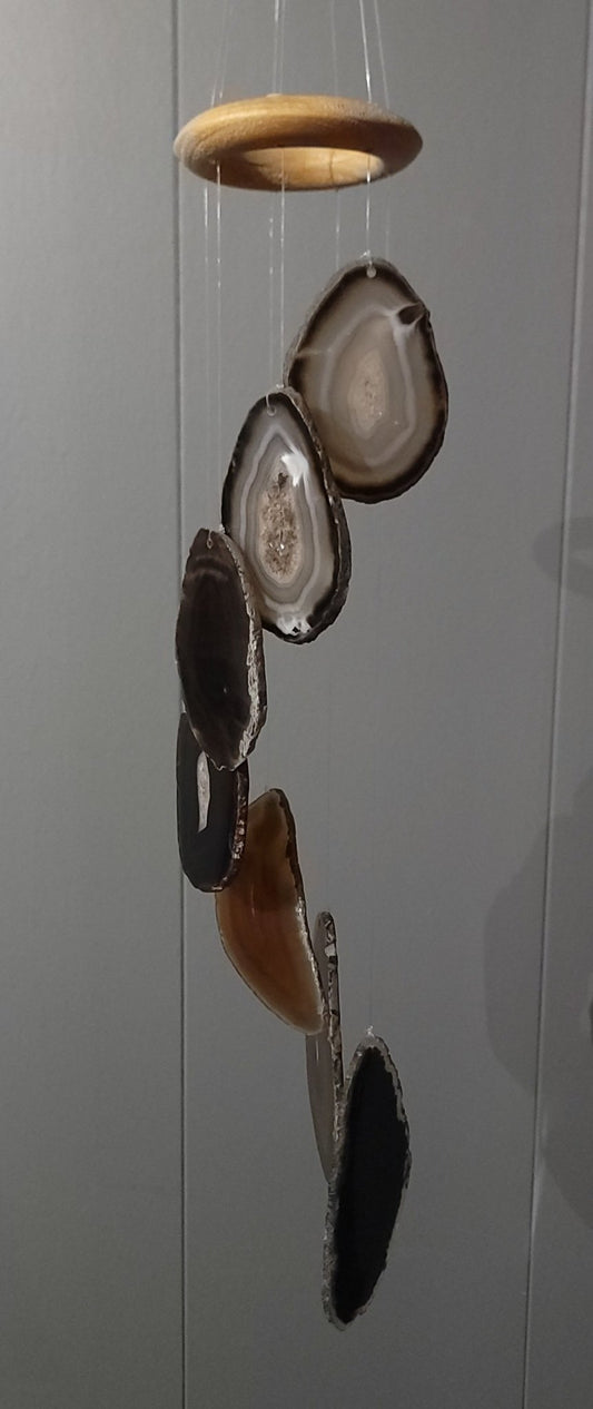 Natural Agate slice wind-chime Crystals - Gothic & Alternative Gift - Haunted