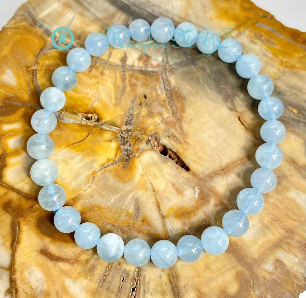 Natural Aquamarine 6mm Crystal Healing Stretch Bracelet Crystals - Gothic & Alternative Gift - Haunted