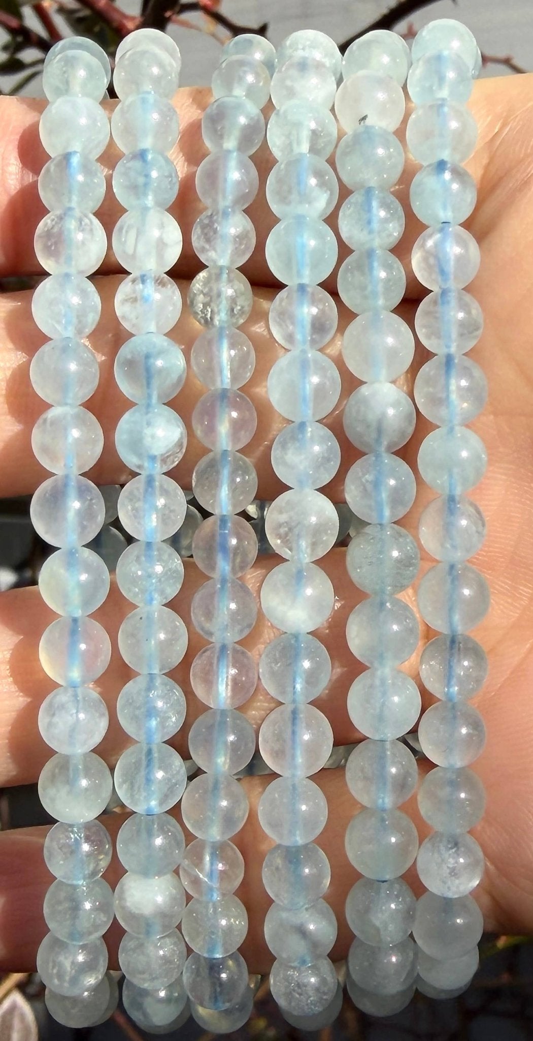 Natural Aquamarine 6mm Crystal Healing Stretch Bracelet Crystals - Gothic & Alternative Gift - Haunted