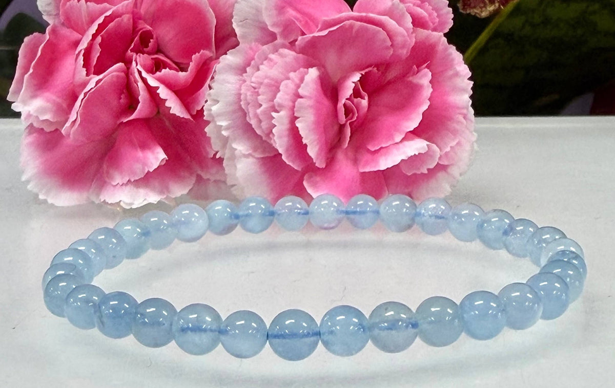 Natural Aquamarine 6mm Crystal Healing Stretch Bracelet Crystals - Gothic & Alternative Gift - Haunted