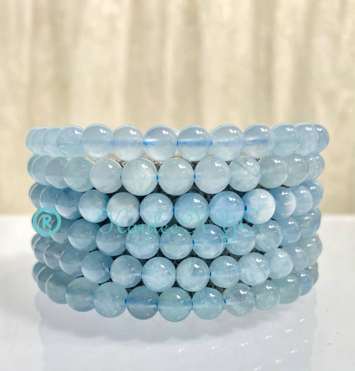 Natural Aquamarine 6mm Crystal Healing Stretch Bracelet Crystals - Gothic & Alternative Gift - Haunted