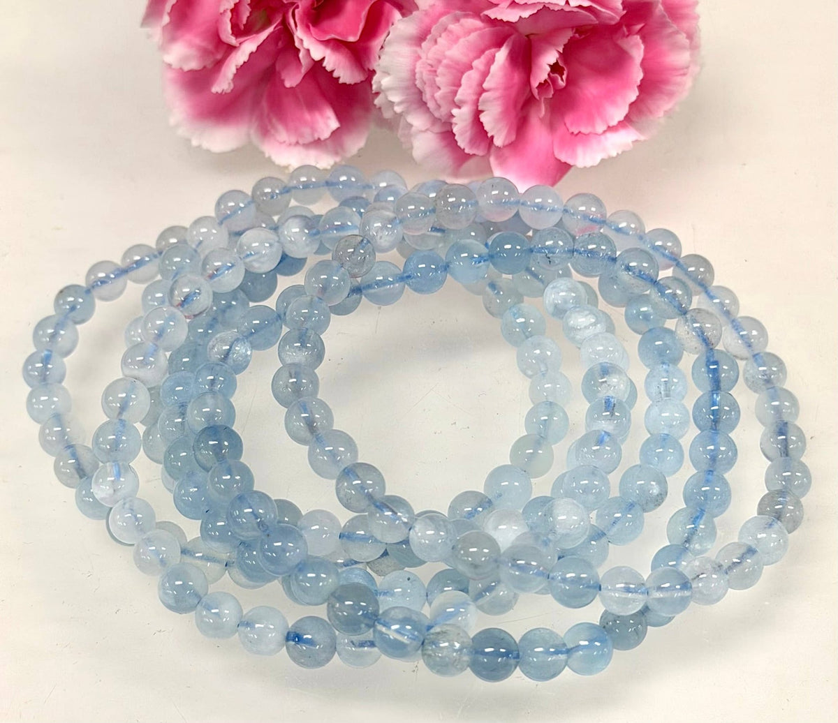 Natural Aquamarine 6mm Crystal Healing Stretch Bracelet Crystals - Gothic & Alternative Gift - Haunted