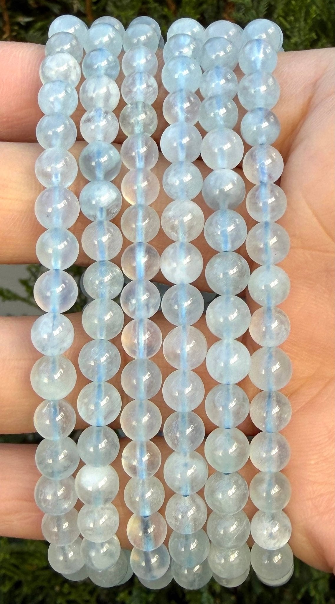 Natural Aquamarine 6mm Crystal Healing Stretch Bracelet Crystals - Gothic & Alternative Gift - Haunted