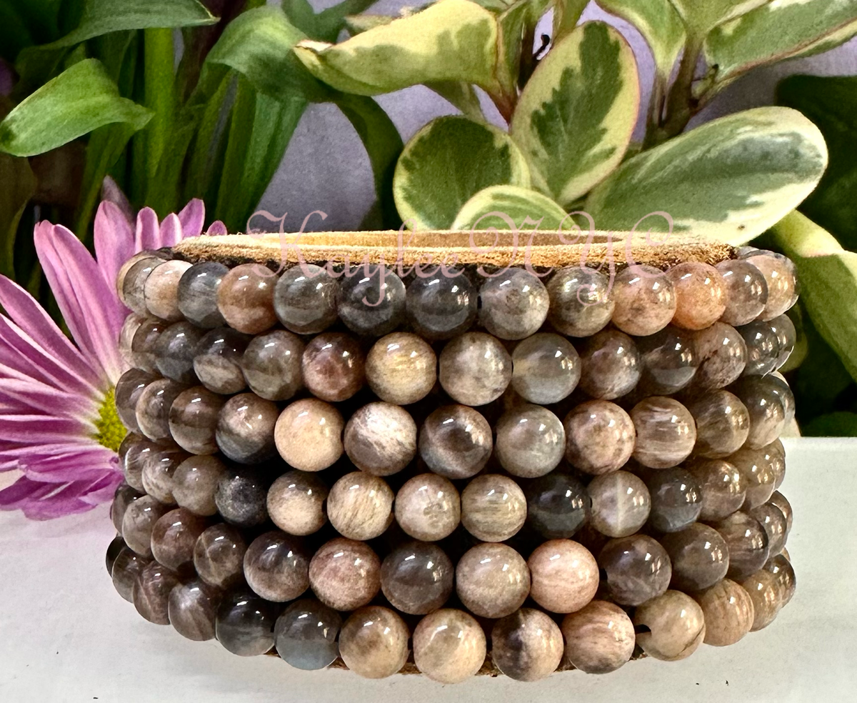 Natural Black Moonstone 6mm Crystal Stretch Bracelet Crystals - Gothic & Alternative Gift - Haunted
