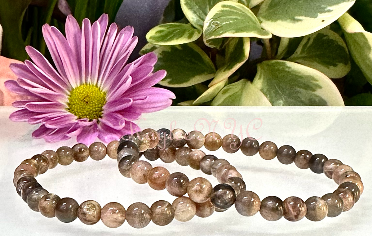 Natural Black Moonstone 6mm Crystal Stretch Bracelet Crystals - Gothic & Alternative Gift - Haunted