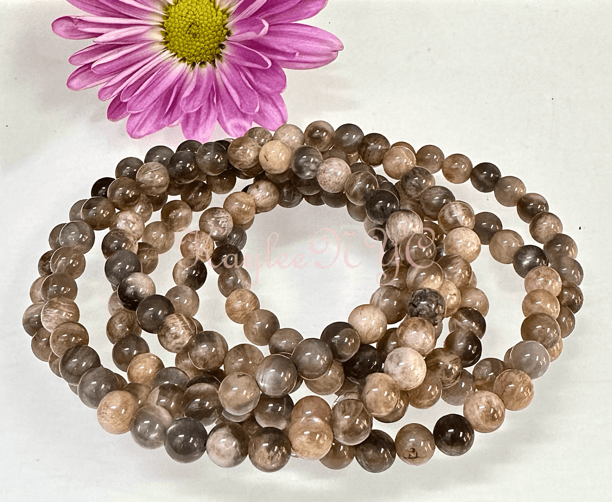 Natural Black Moonstone 6mm Crystal Stretch Bracelet Crystals - Gothic & Alternative Gift - Haunted