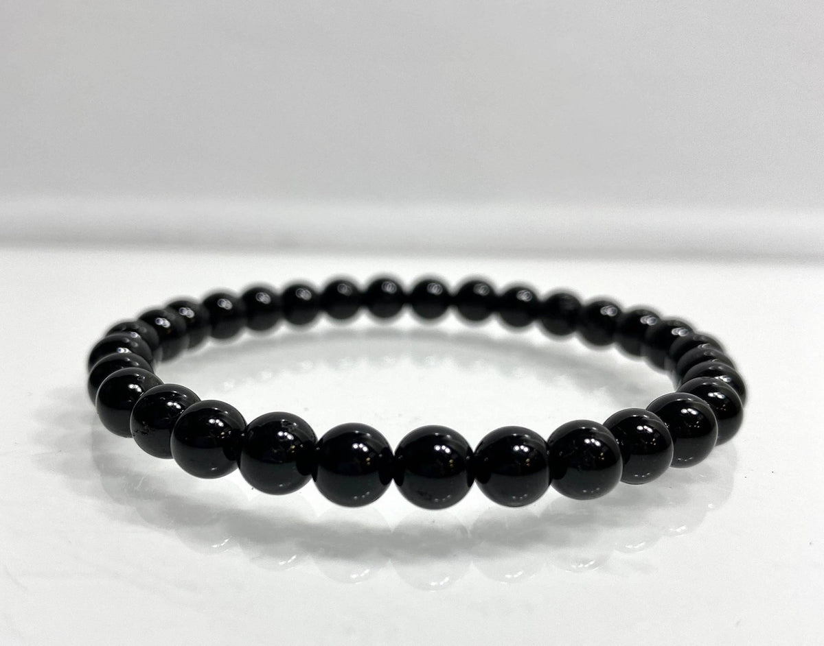 Natural Black Tourmaline 6mm Crystal Stretch Bracelet, Protection Jewelry Crystals - Gothic & Alternative Gift - Haunted