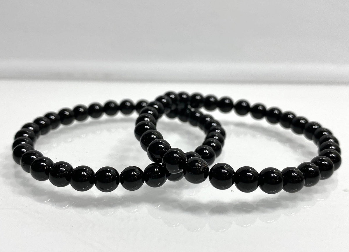 Natural Black Tourmaline 6mm Crystal Stretch Bracelet, Protection Jewelry Crystals - Gothic & Alternative Gift - Haunted