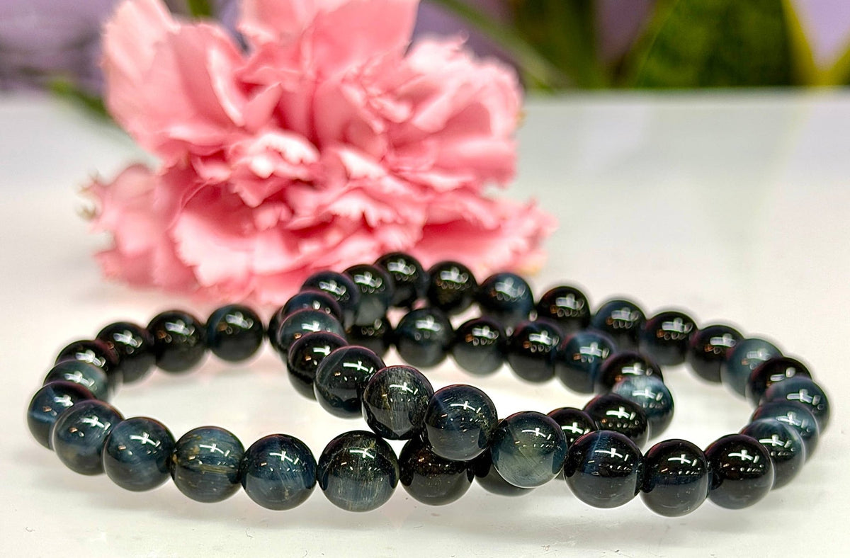 Natural Blue Tiger Eye 8mm Crystal Healing Stretch Bracelet Crystals - Gothic & Alternative Gift - Haunted