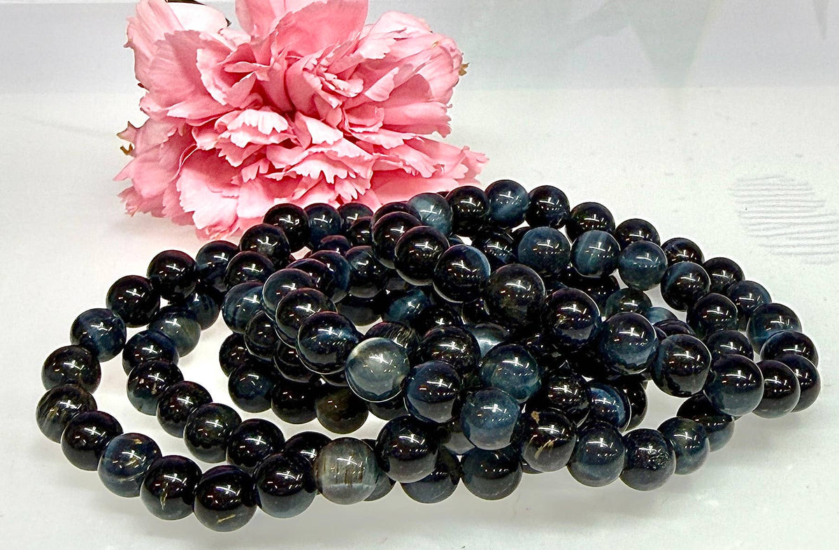 Natural Blue Tiger Eye 8mm Crystal Healing Stretch Bracelet Crystals - Gothic & Alternative Gift - Haunted