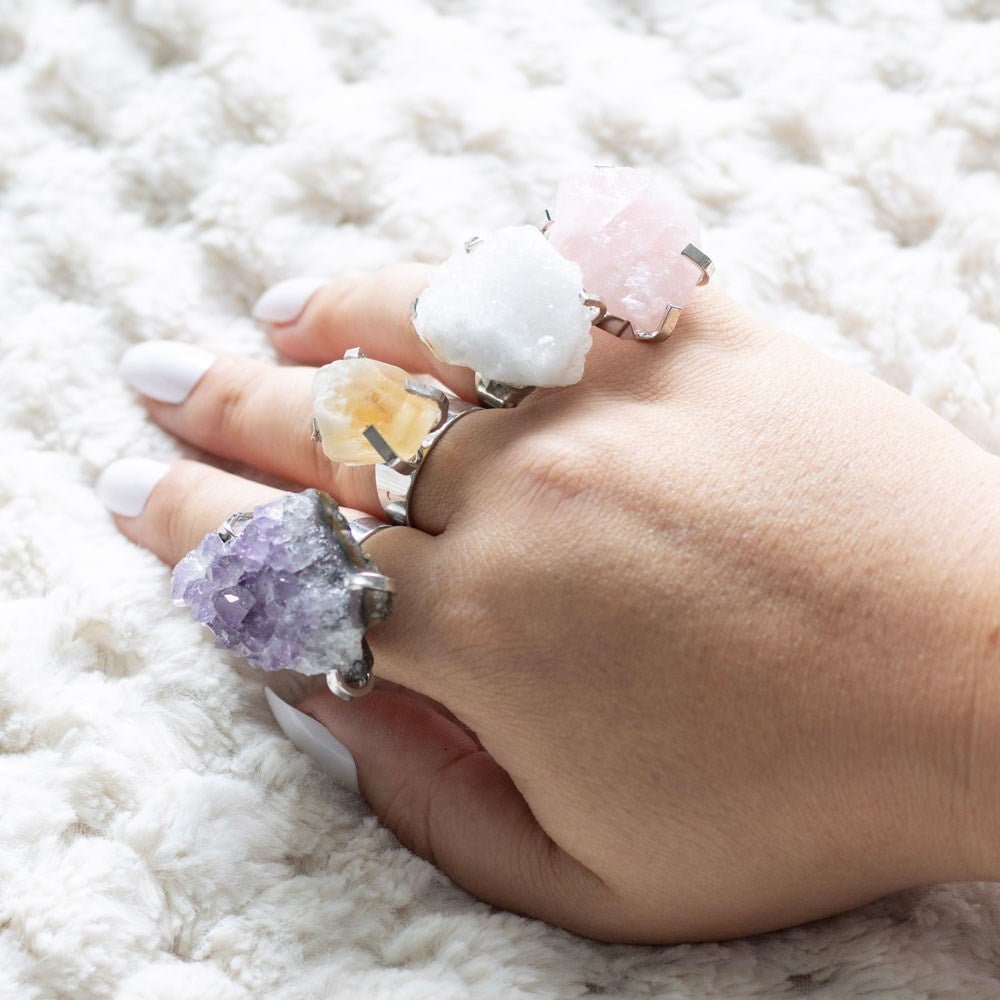 Natural Crystal Healing Ring Crystals - Gothic & Alternative Gift - Haunted