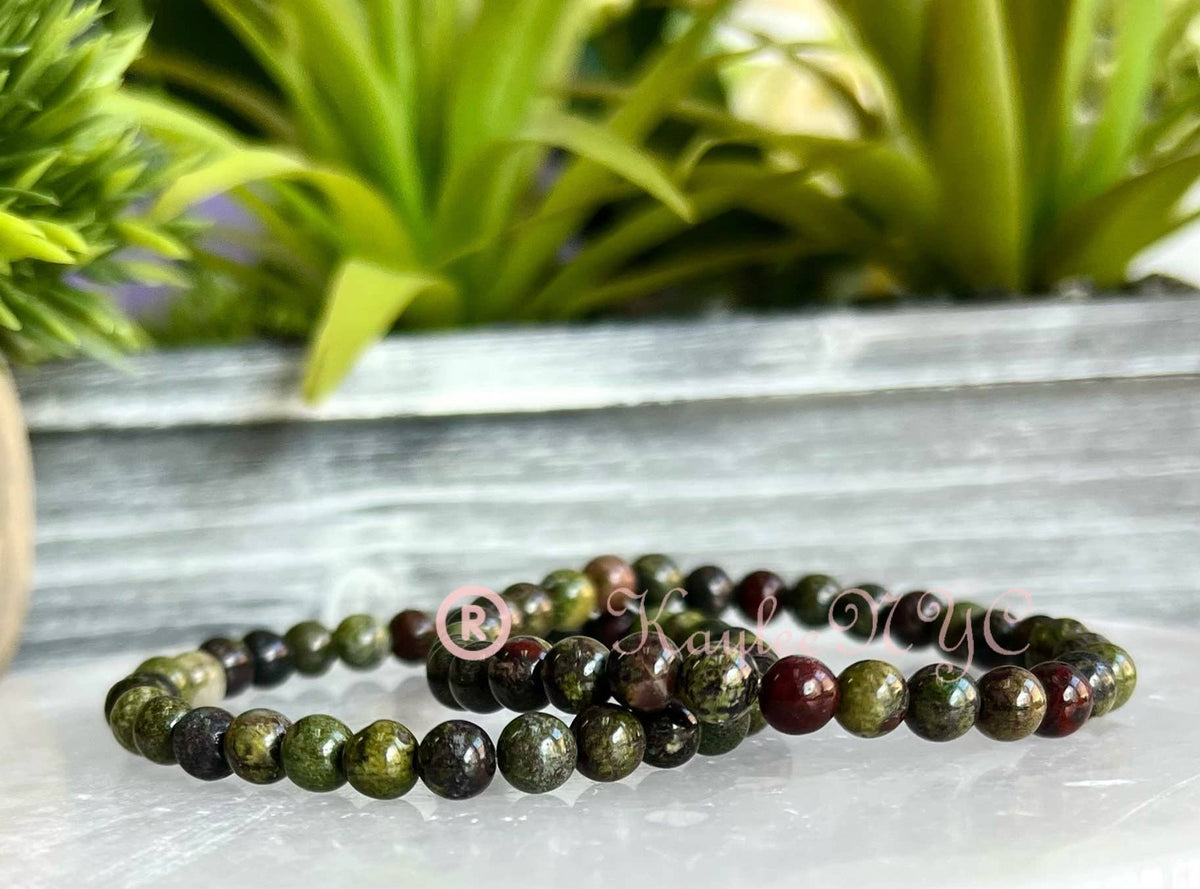 Natural Dragon Bloodstone 6mm Crystal Stretch Bracelet Crystals - Gothic & Alternative Gift - Haunted