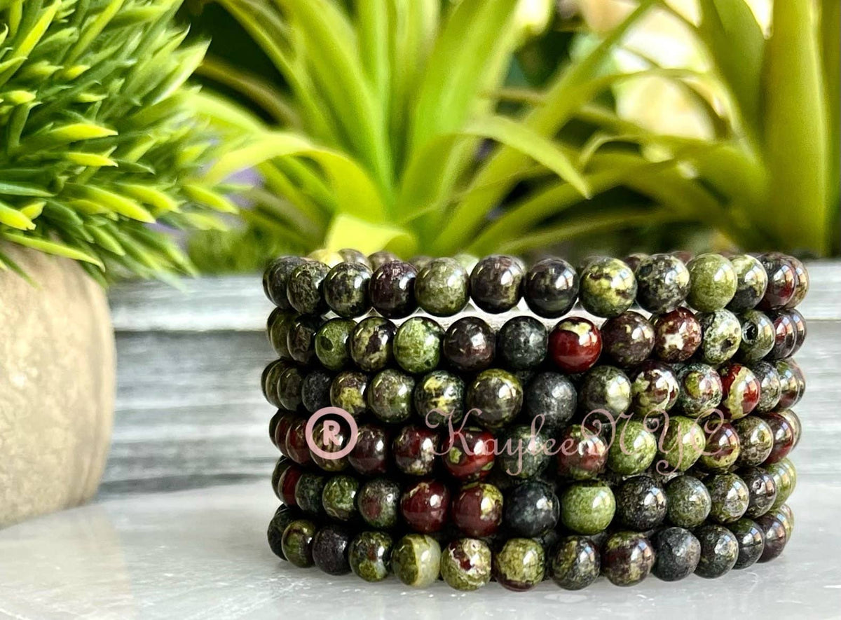 Natural Dragon Bloodstone 6mm Crystal Stretch Bracelet Crystals - Gothic & Alternative Gift - Haunted
