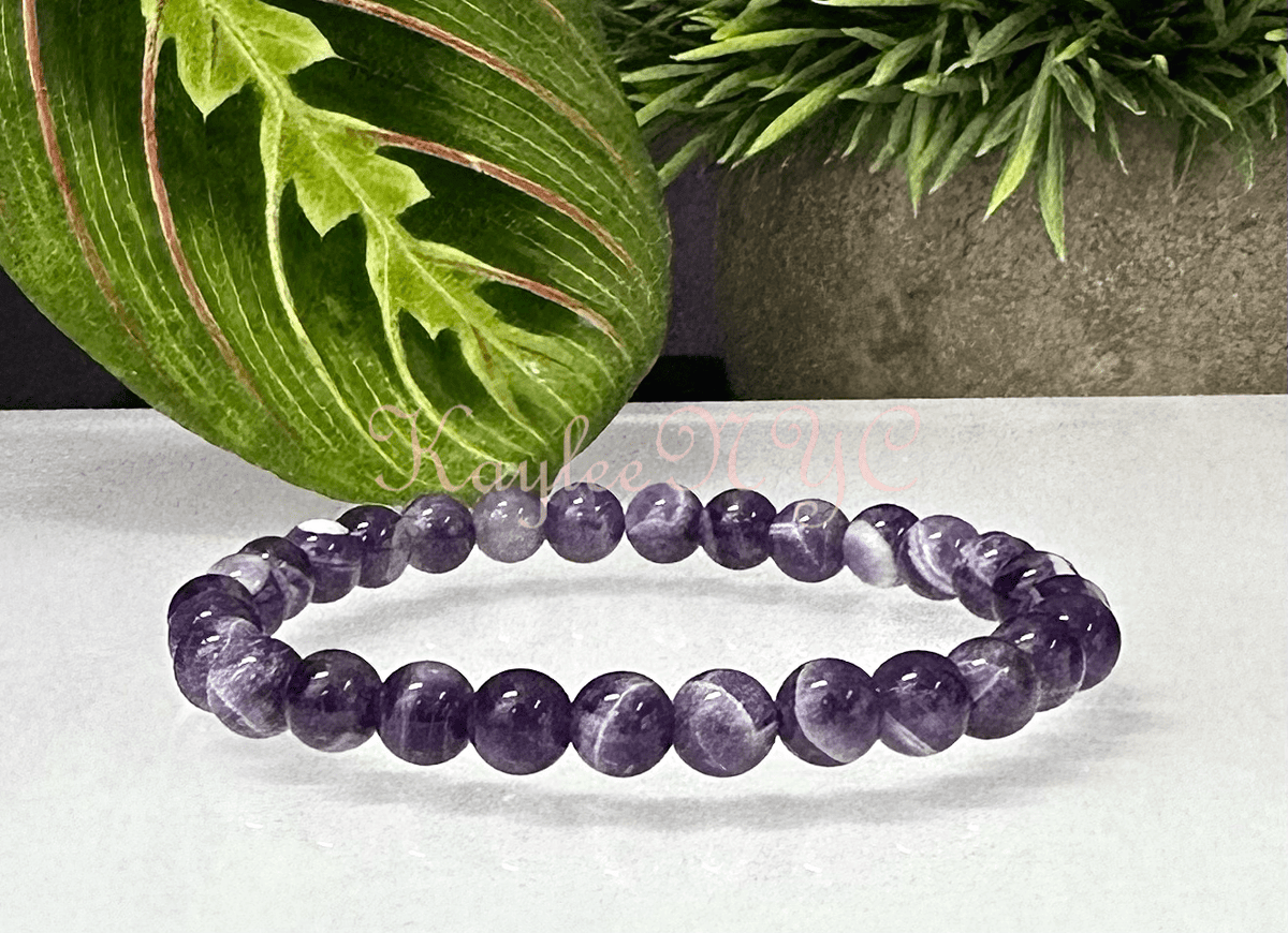 Natural Dream Chevron Amethyst 6mm Crystal Stretch Bracelet, Gemstone Jewelry Crystals - Gothic & Alternative Gift - Haunted
