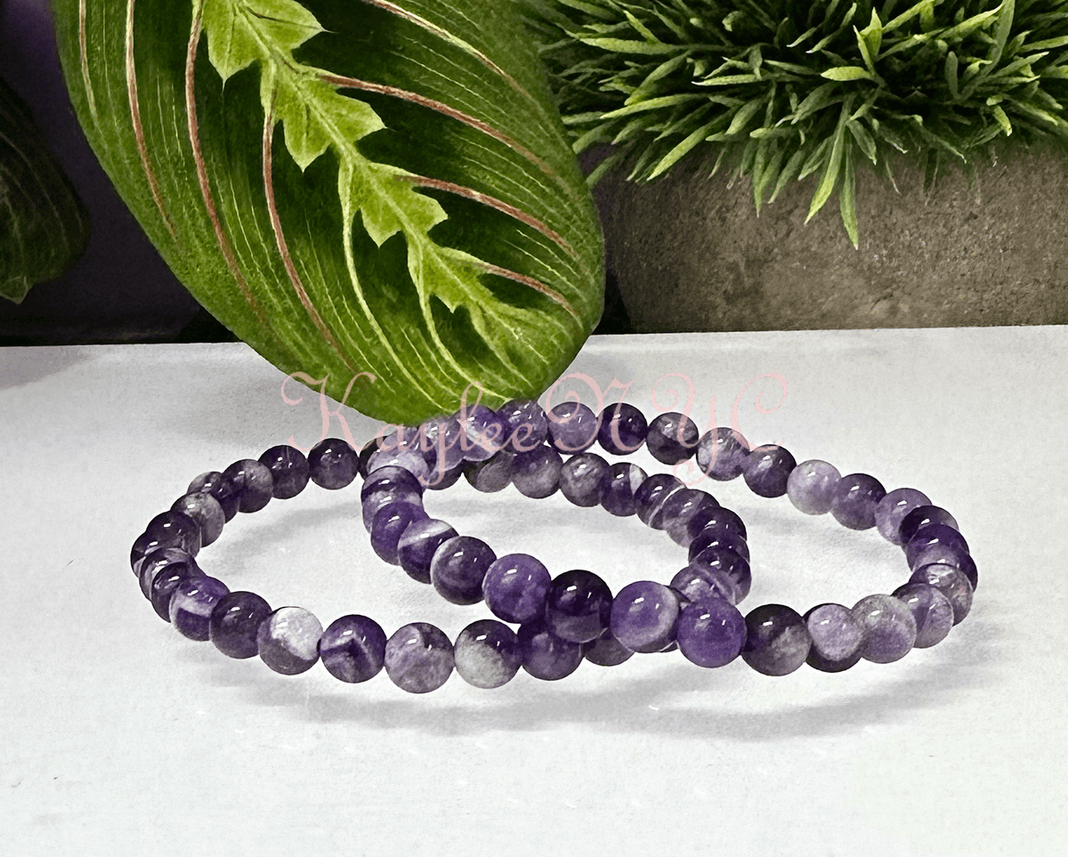 Natural Dream Chevron Amethyst 6mm Crystal Stretch Bracelet, Gemstone Jewelry Crystals - Gothic & Alternative Gift - Haunted