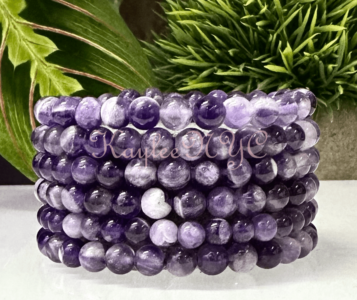 Natural Dream Chevron Amethyst 6mm Crystal Stretch Bracelet, Gemstone Jewelry Crystals - Gothic & Alternative Gift - Haunted