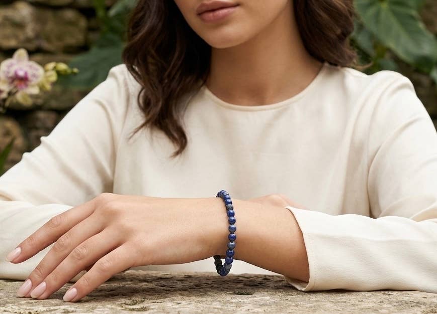 Natural Lapis Lazuli 6mm Crystal Healing Stretch Bracelet Crystals - Gothic & Alternative Gift - Haunted