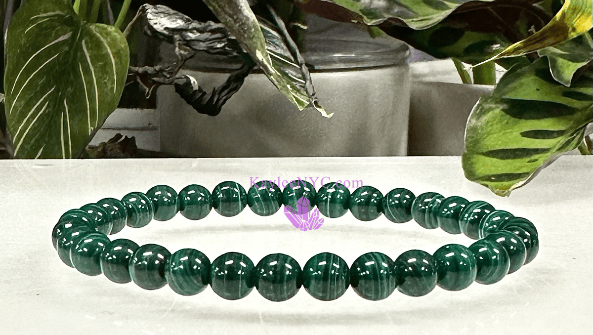 Natural Malachite 6mm Crystal Healing Stretch Bracelet, Gemstone Jewelry Crystals - Gothic & Alternative Gift - Haunted