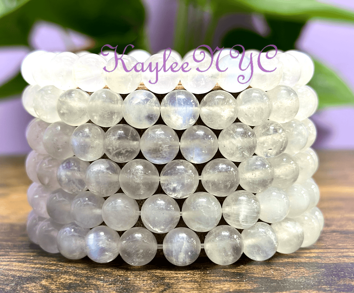 Natural Moonstone 8mm Crystal Healing Stretch Bracelet Crystals - Gothic & Alternative Gift - Haunted