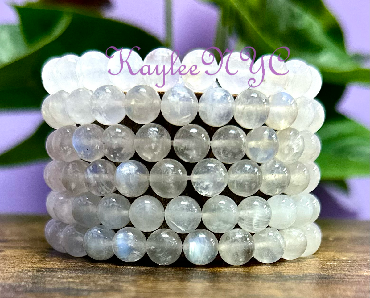 Natural Moonstone 8mm Crystal Healing Stretch Bracelet Crystals - Gothic & Alternative Gift - Haunted