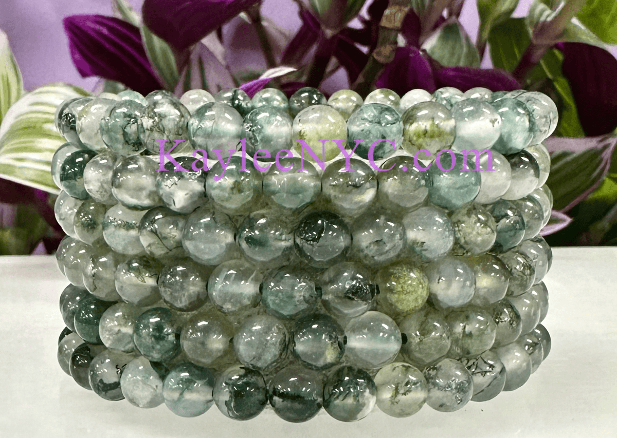 Natural Moss Agate 6mm Crystal Healing Stretch Bracelet, Gemstone Jewelry Crystals - Gothic & Alternative Gift - Haunted