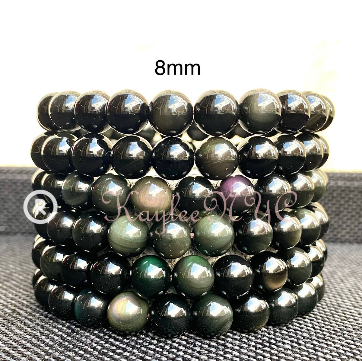 Natural Rainbow Obsidian 8mm Crystal Stretch Bracelet Crystals - Gothic & Alternative Gift - Haunted