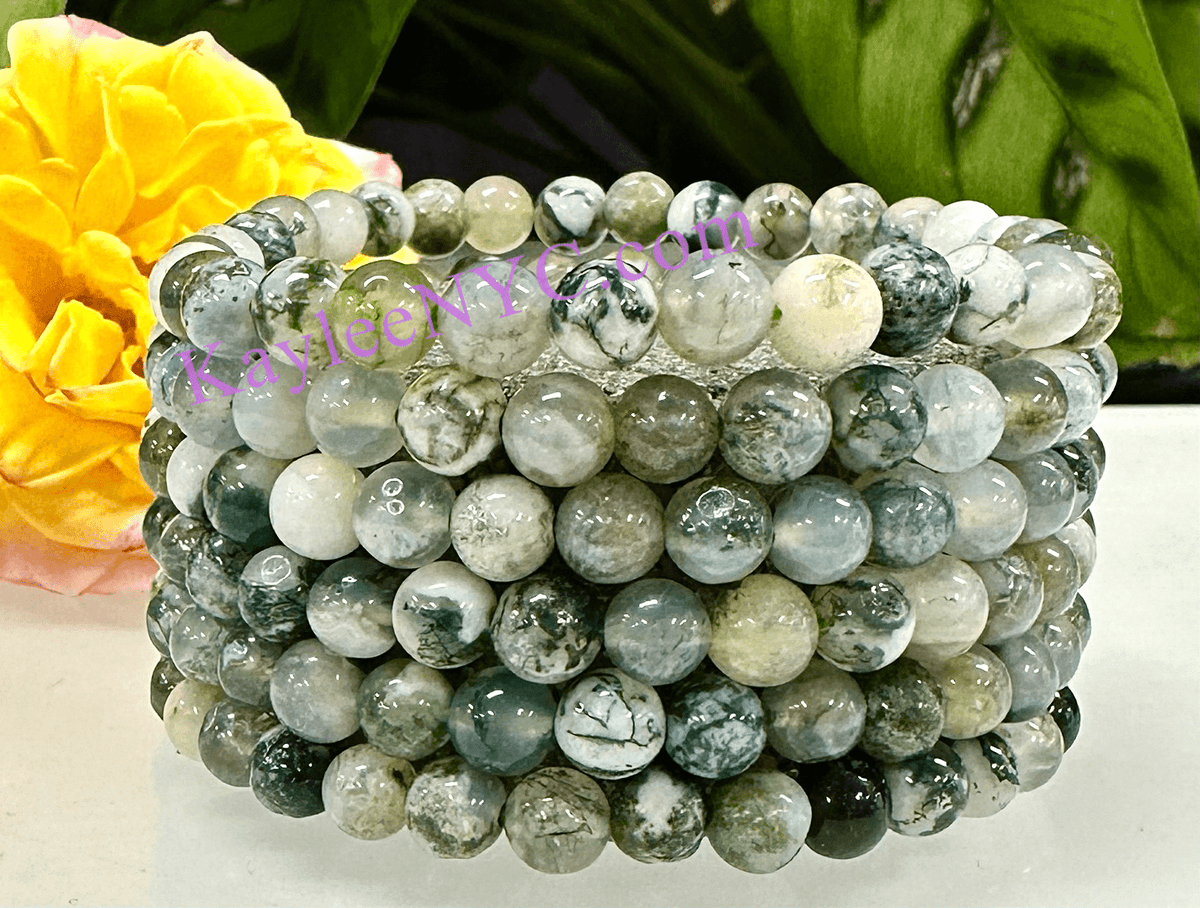 Natural Tree Agate 6mm Crystal Healing Stretch Bracelet Crystals - Gothic & Alternative Gift - Haunted