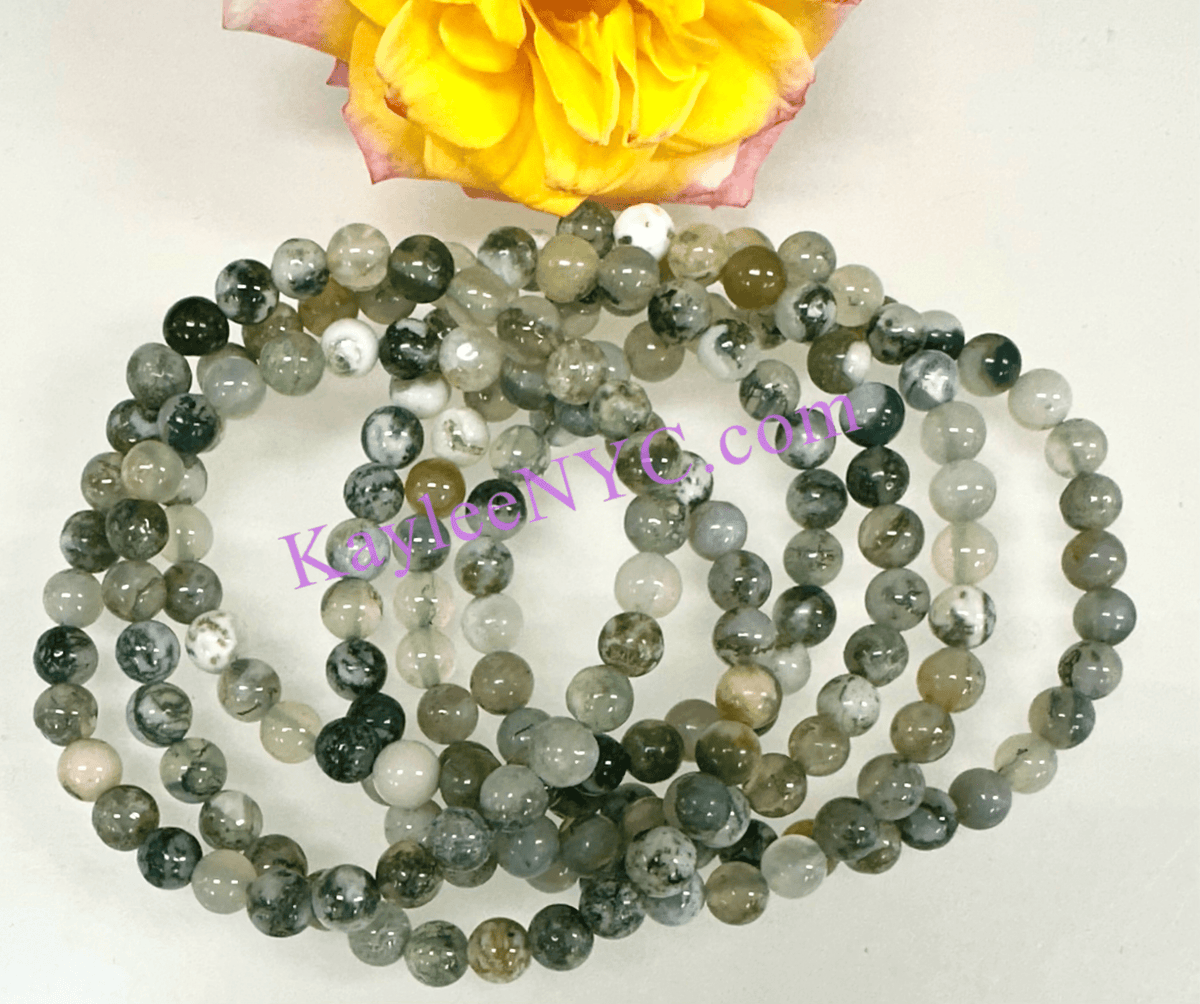 Natural Tree Agate 6mm Crystal Healing Stretch Bracelet Crystals - Gothic & Alternative Gift - Haunted