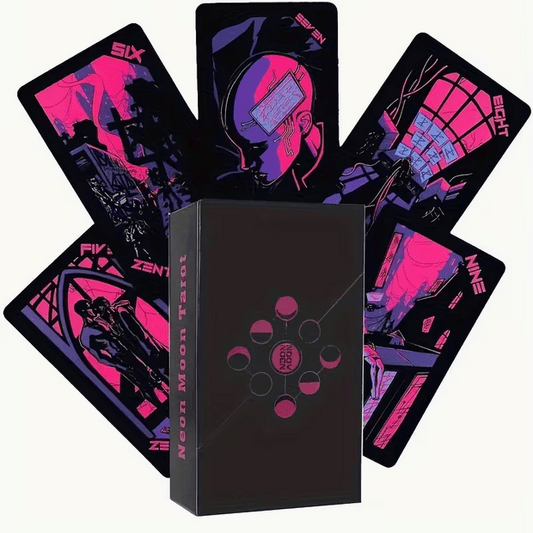 Neon Moon Tarot Card Deck Cyberpunk Witch Supplies - Gothic & Alternative Gift - Haunted