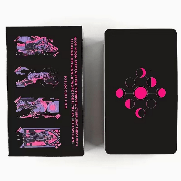Neon Moon Tarot Card Deck Cyberpunk Witch Supplies - Gothic & Alternative Gift - Haunted