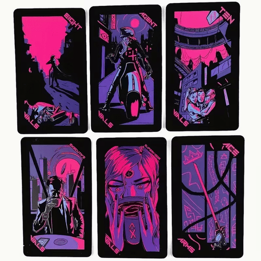 Neon Moon Tarot Card Deck Cyberpunk Witch Supplies - Gothic & Alternative Gift - Haunted