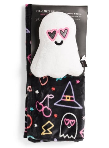 Neon Party Creepy Cute Blanket and Pillow Set Throw Plush Home Decor - Gothic & Alternative Gift - Haunted