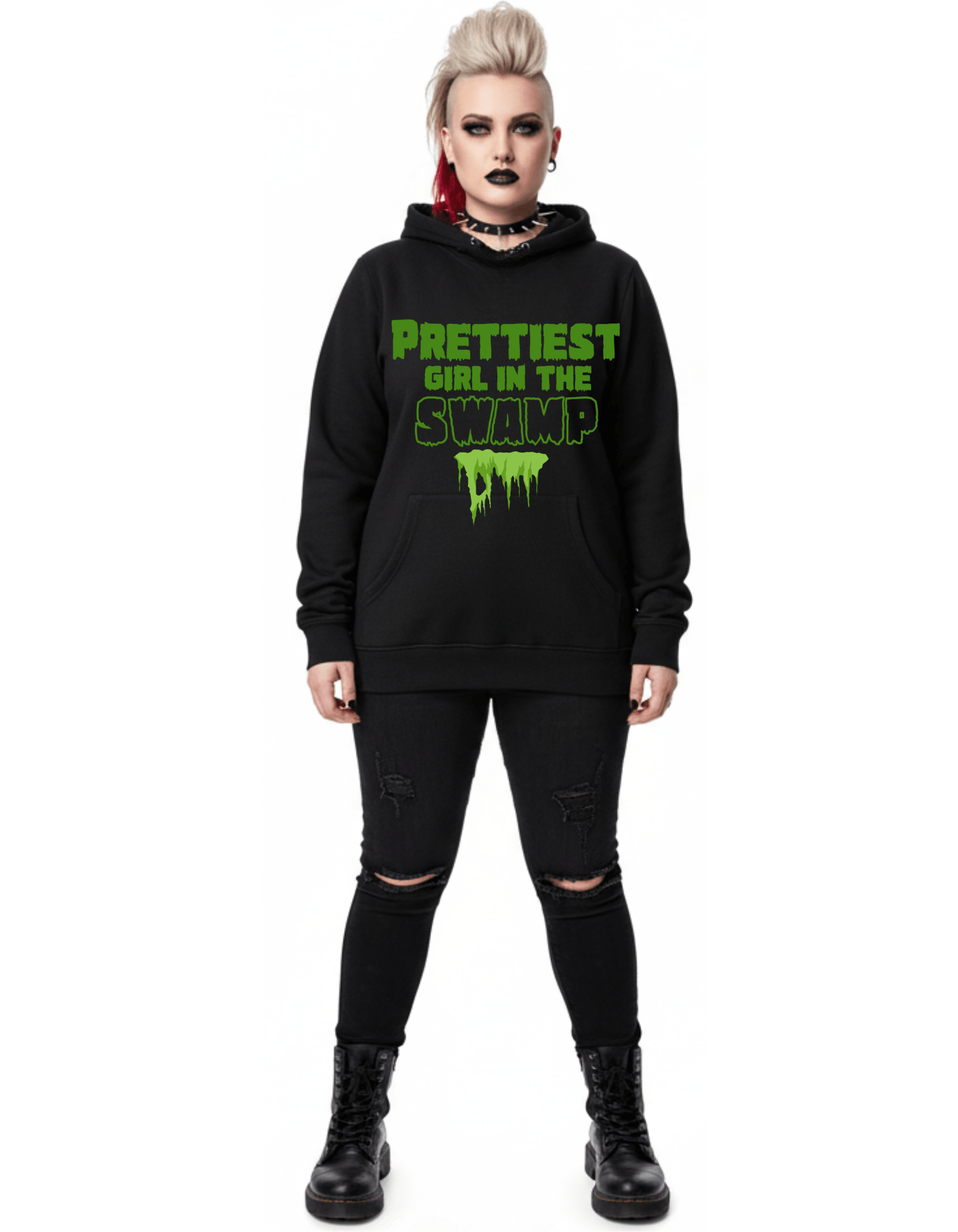 New Prettiest Girl in the Swamp Halloween Custom Black Hoodie Sweatshirt Pullover Clothing - Gothic & Alternative Gift - Haunted