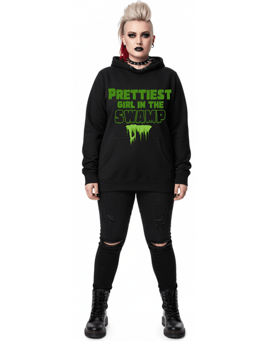 New Prettiest Girl in the Swamp Halloween Custom Black Hoodie Sweatshirt Pullover Clothing - Gothic & Alternative Gift - Haunted