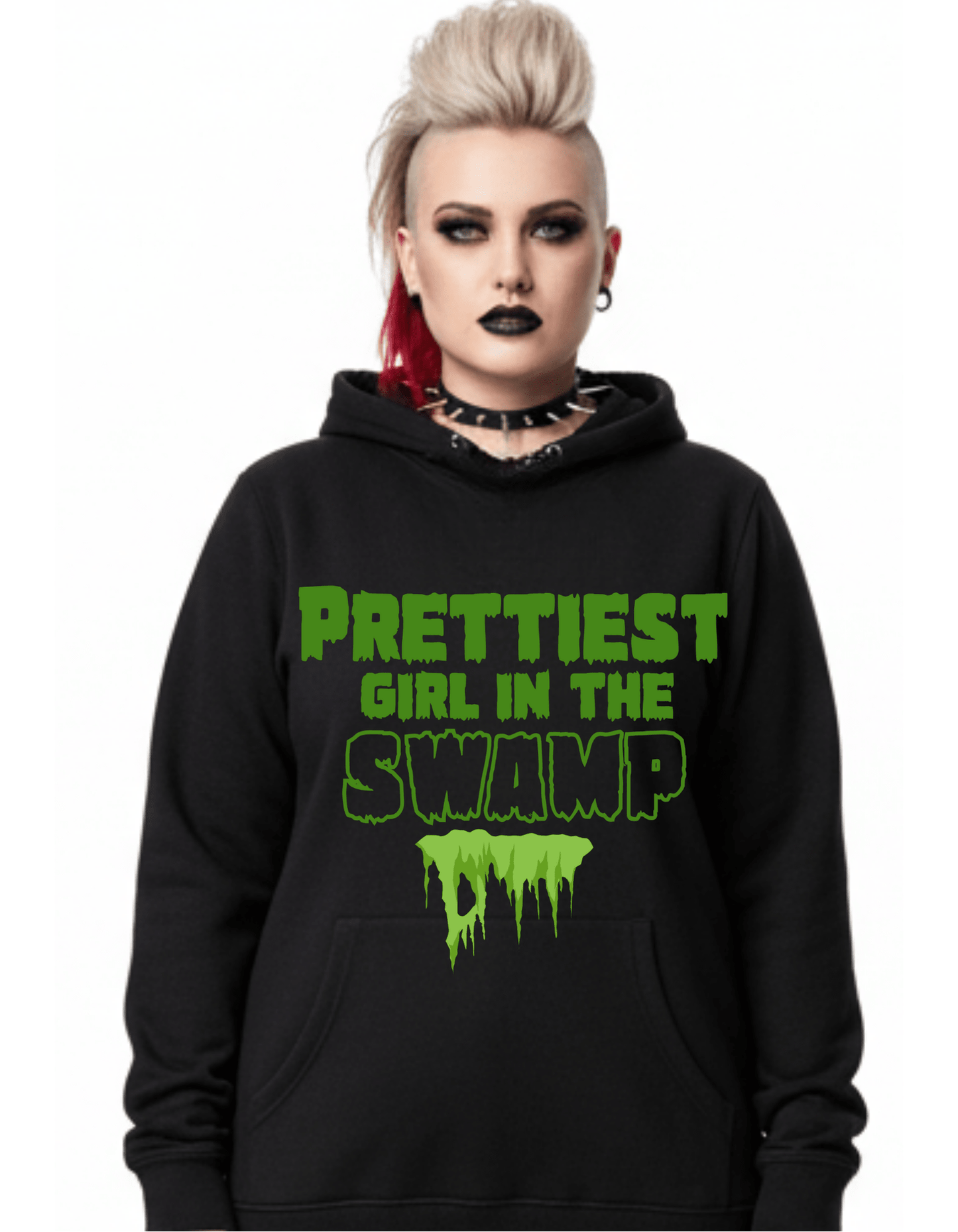 New Prettiest Girl in the Swamp Halloween Custom Black Hoodie Sweatshirt Pullover Clothing - Gothic & Alternative Gift - Haunted