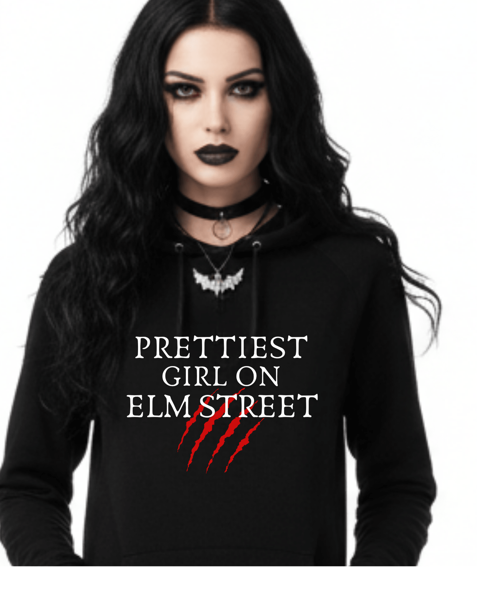 New Prettiest Girl on Elm Street Halloween Custom Black Hoodie Sweatshirt Pullover Clothing - Gothic & Alternative Gift - Haunted
