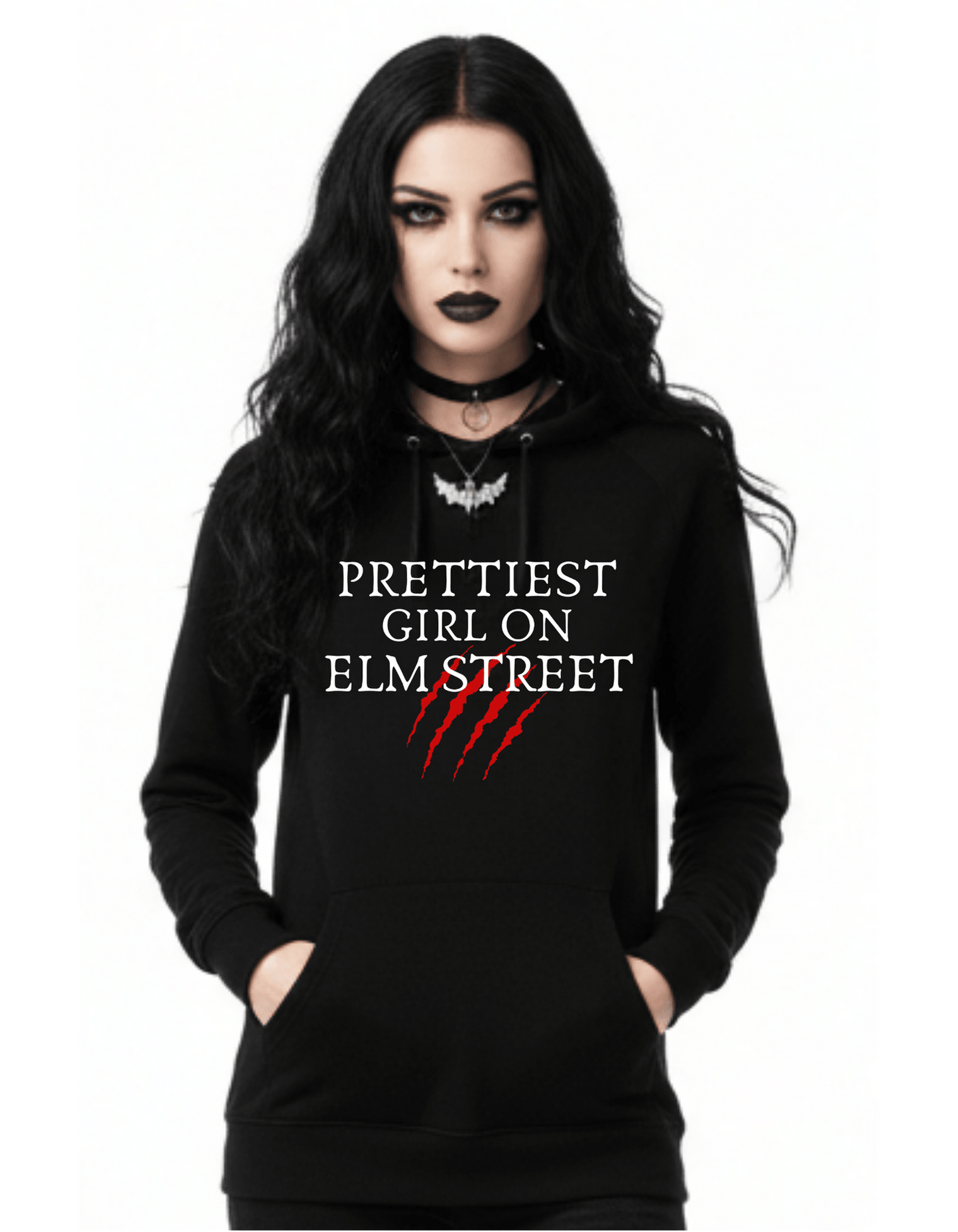 New Prettiest Girl on Elm Street Halloween Custom Black Hoodie Sweatshirt Pullover Clothing - Gothic & Alternative Gift - Haunted
