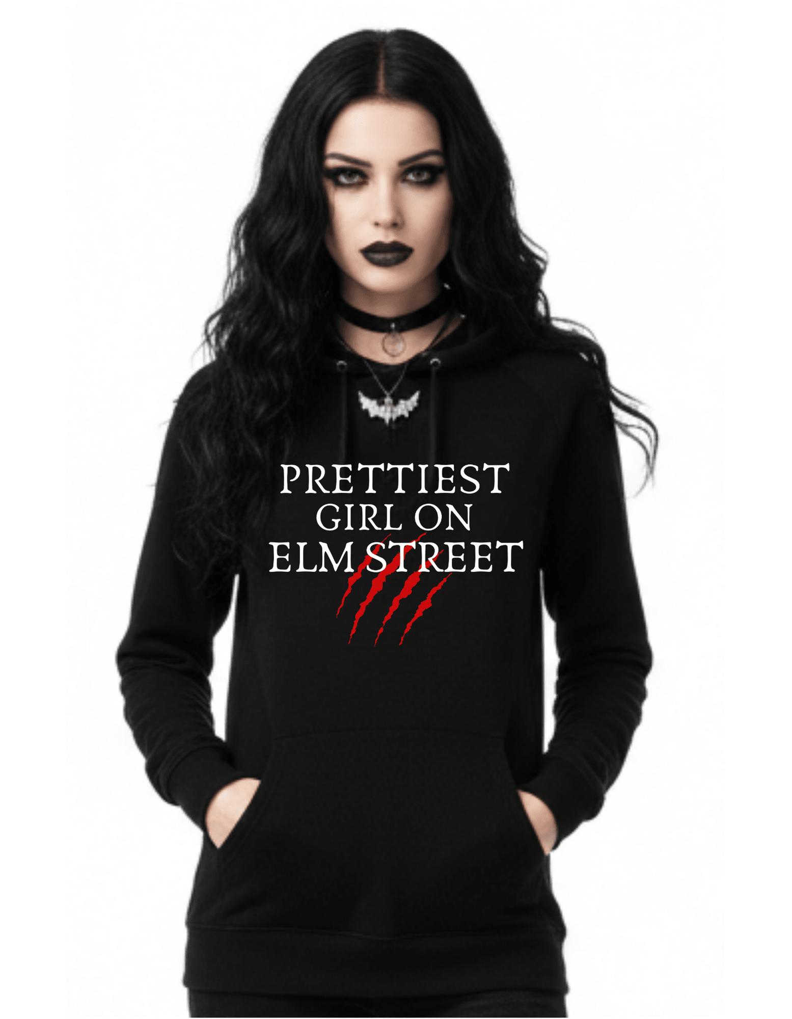 New Prettiest Girl on Elm Street Halloween Custom Black Hoodie Sweatshirt Pullover Clothing - Gothic & Alternative Gift - Haunted
