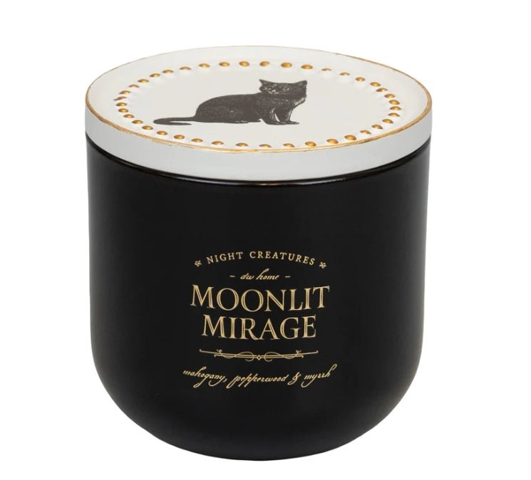 Night Creatures Moonlit Mirage Black Cat Halloween Candle Ceramic Candles - Gothic & Alternative Gift - Haunted