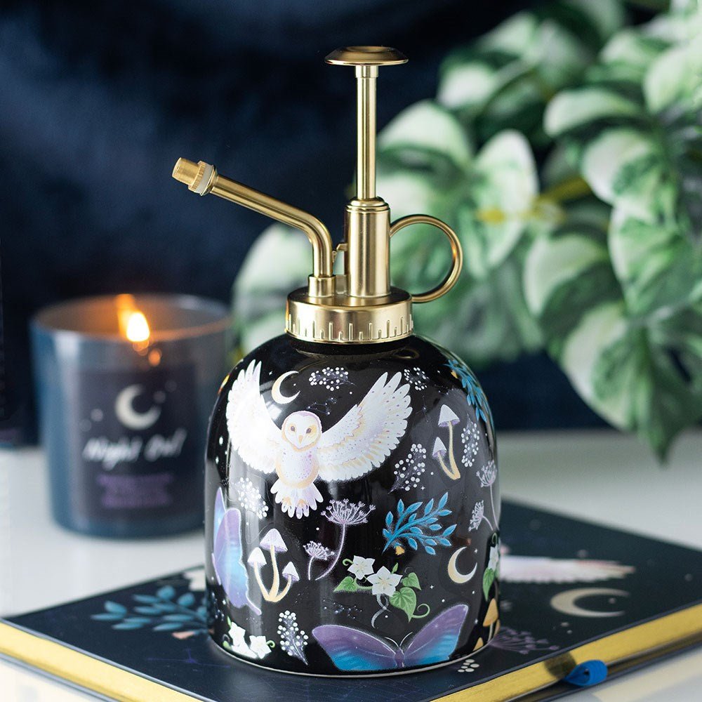Night Flight Owl Print Ceramic Plant Mister Home Décor - Gothic & Alternative Gift - Haunted