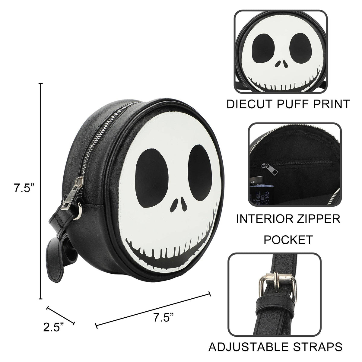 Nightmare Before Christmas Jack Skellington Face Crossbody Bag Accessories - Gothic & Alternative Gift - Haunted