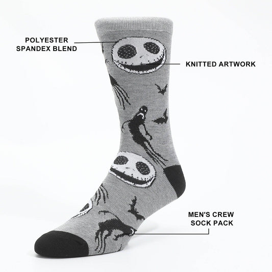 Nightmare Before Christmas Jack Skellington & Zero Crew Socks, 5-Pack Accessories - Gothic & Alternative Gift - Haunted