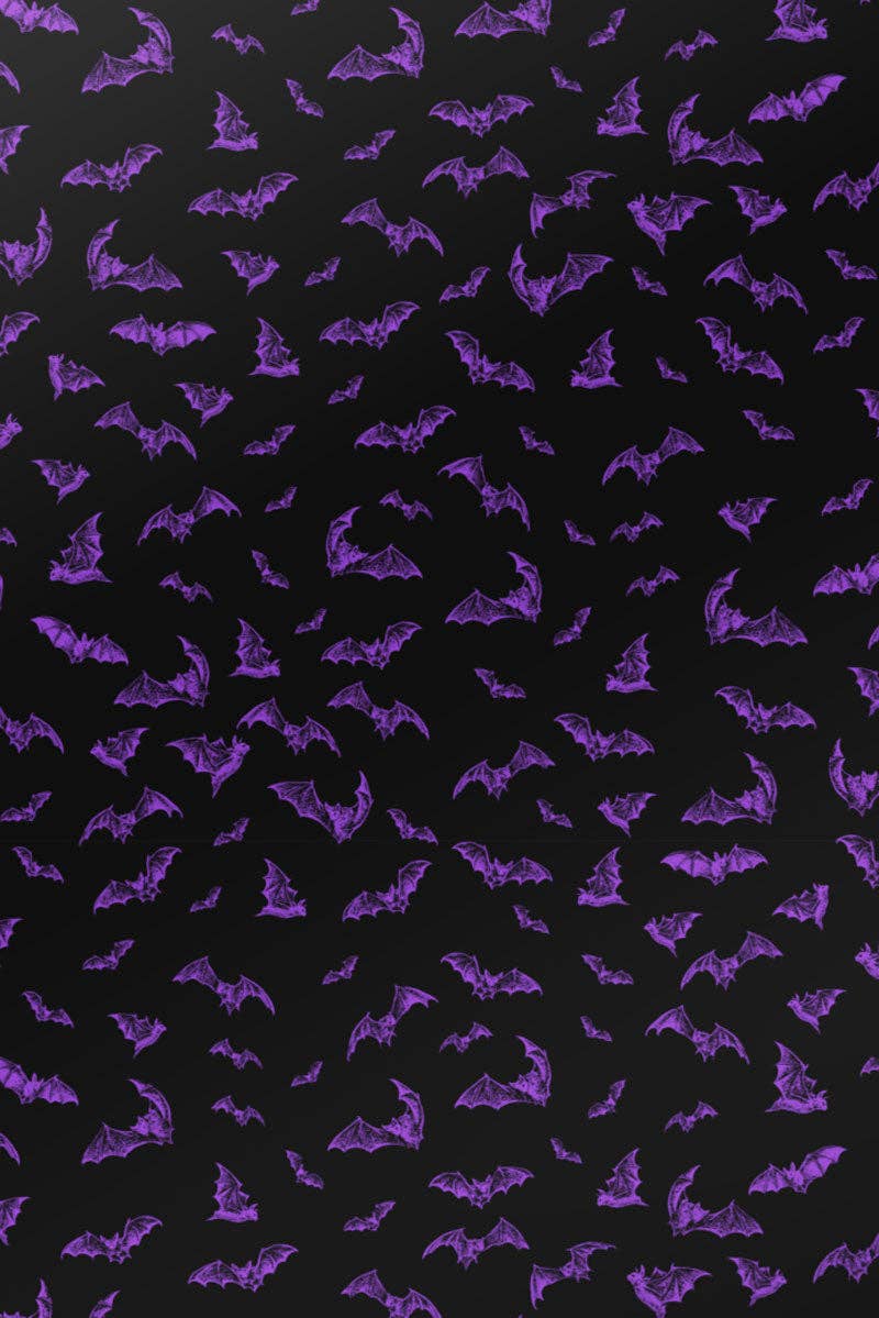 Nocturnal Bats Wrapping Paper [Black/Purple] [30" x 196"] Wrapping Paper - Gothic & Alternative Gift - Haunted