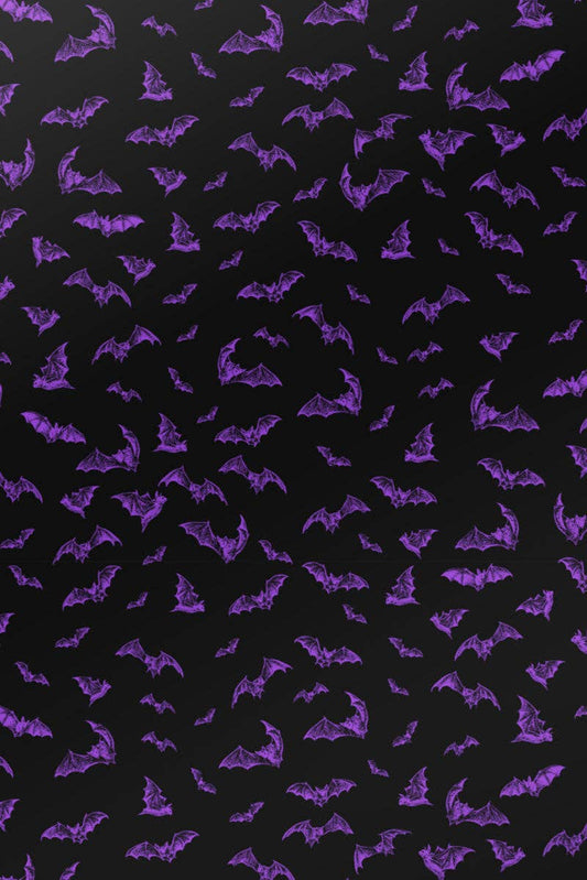 Nocturnal Bats Wrapping Paper [Black/Purple] [30" x 196"] Wrapping Paper - Gothic & Alternative Gift - Haunted