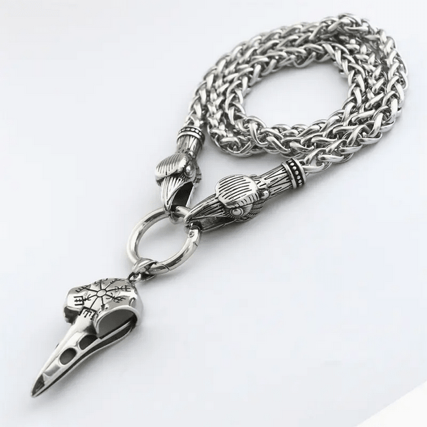 Nordic Viking Crow Skull Necklace Jewelry - Gothic & Alternative Gift - Haunted