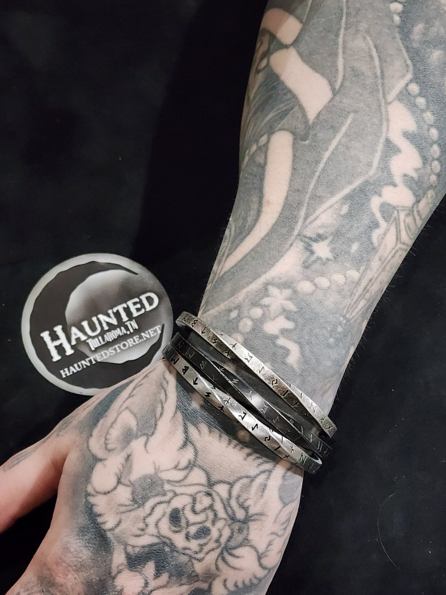 Nordic Viking Runes Cuff Bracelet Jewelry - Gothic & Alternative Gift - Haunted