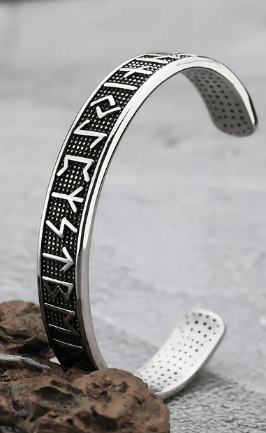Nordic Viking Runes Heavy Cuff Bracelet Jewelry - Gothic & Alternative Gift - Haunted